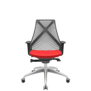 Cadeira Office Bix Tela Preta Assento Aero Vermelho Autocompensador Base Alumínio 95cm - 63941