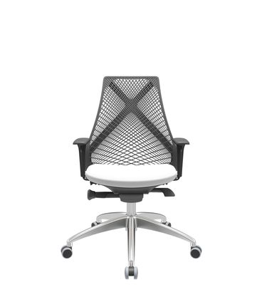 Cadeira Office Bix Tela Preta Assento Aero Branco Autocompensador Base Alumínio 95cm - 63942
