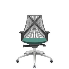 Cadeira Office Bix Tela Preta Assento Poliéster Verde Autocompensador Base Alumínio 95cm - 63945