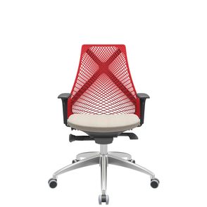 Cadeira Office Bix Tela Vermelha Assento Poliéster Fendi Autocompensador Base Alumínio 95cm - 63960