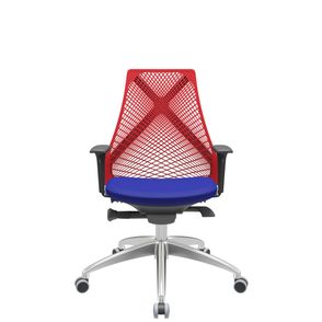 Cadeira Office Bix Tela Vermelha Assento Aero Azul Autocompensador Base Alumínio 95cm - 63962
