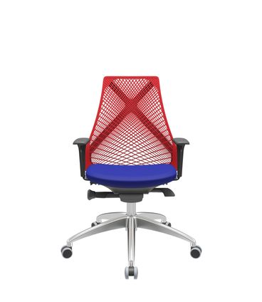 Cadeira Office Bix Tela Vermelha Assento Aero Azul Autocompensador Base Alumínio 95cm - 63962