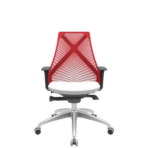 Cadeira Office Bix Tela Vermelha Assento Aero Branco Autocompensador Base Alumínio 95cm - 63964