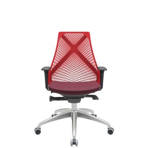 Cadeira Office Bix Tela Vermelha Assento Poliéster Vinho Autocompensador Base Alumínio 95cm - 63965