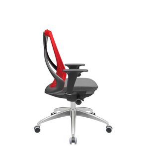 Cadeira Office Bix Tela Vermelha Assento Poliéster Cinza Autocompensador Base Alumínio 95cm - 63966
