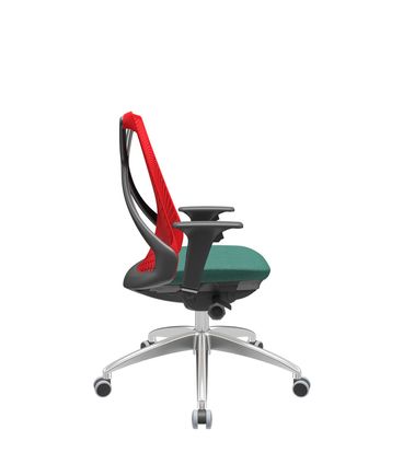 Cadeira Office Bix Tela Vermelha Assento Poliéster Verde Autocompensador Base Alumínio 95cm - 63967