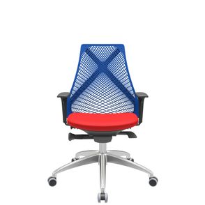 Cadeira Office Bix Tela Azul Assento Aero Vermelho Autocompensador Base Alumínio 95cm - 63975