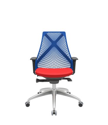Cadeira Office Bix Tela Azul Assento Aero Vermelho Autocompensador Base Alumínio 95cm - 63975