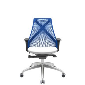 Cadeira Office Bix Tela Azul Assento Aero Branco Autocompensador Base Alumínio 95cm - 63976