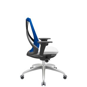 Cadeira Office Bix Tela Azul Assento Aero Branco Autocompensador Base Alumínio 95cm - 63976