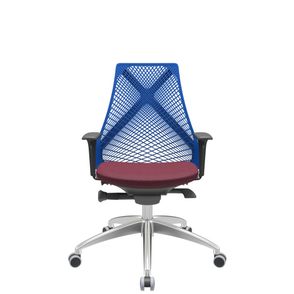 Cadeira Office Bix Tela Azul Assento Poliéster Vinho Autocompensador Base Alumínio 95cm - 63977