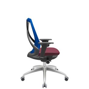 Cadeira Office Bix Tela Azul Assento Poliéster Vinho Autocompensador Base Alumínio 95cm - 63977