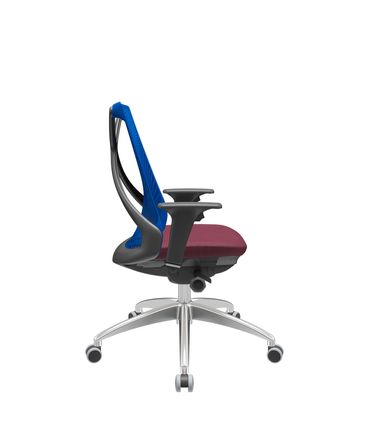 Cadeira Office Bix Tela Azul Assento Poliéster Vinho Autocompensador Base Alumínio 95cm - 63977