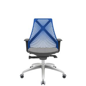 Cadeira Office Bix Tela Azul Assento Poliéster Cinza Autocompensador Base Alumínio 95cm - 63978