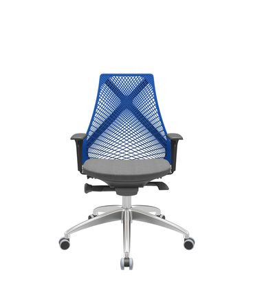 Cadeira Office Bix Tela Azul Assento Poliéster Cinza Autocompensador Base Alumínio 95cm - 63978