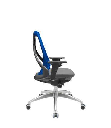 Cadeira Office Bix Tela Azul Assento Poliéster Cinza Autocompensador Base Alumínio 95cm - 63978