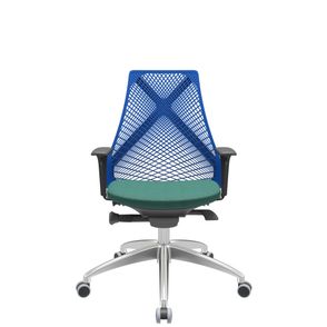 Cadeira Office Bix Tela Azul Assento Poliéster Verde Autocompensador Base Alumínio 95cm - 63980