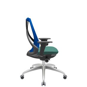 Cadeira Office Bix Tela Azul Assento Poliéster Verde Autocompensador Base Alumínio 95cm - 63980