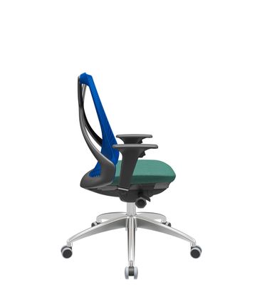 Cadeira Office Bix Tela Azul Assento Poliéster Verde Autocompensador Base Alumínio 95cm - 63980