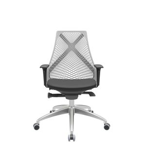 Cadeira Office Bix Tela Cinza Assento Aero Preto Autocompensador Base Alumínio 95cm - 63982
