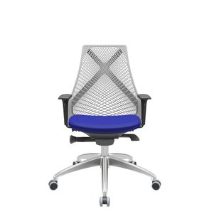 Cadeira Office Bix Tela Cinza Assento Aero Azul Autocompensador Base Alumínio 95cm - 63984