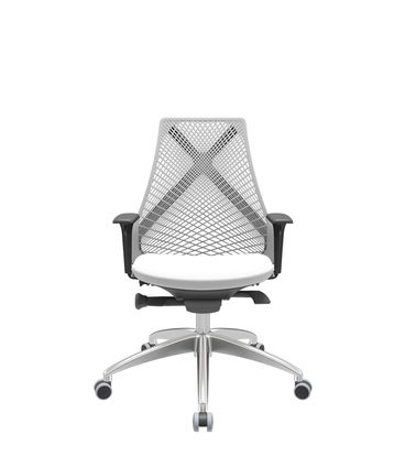 Cadeira Office Bix Tela Cinza Assento Aero Branco Autocompensador Base Alumínio 95cm - 63990