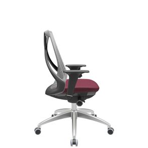 Cadeira Office Bix Tela Cinza Assento Poliéster Vinho Autocompensador Base Alumínio 95cm - 63991