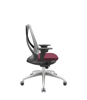 Cadeira Office Bix Tela Cinza Assento Poliéster Vinho Autocompensador Base Alumínio 95cm - 63991