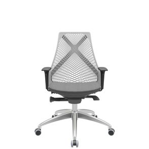 Cadeira Office Bix Tela Cinza Assento Poliéster Cinza Autocompensador Base Alumínio 95cm - 63992