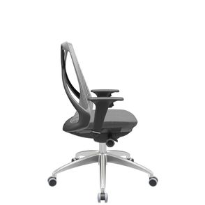 Cadeira Office Bix Tela Cinza Assento Poliéster Cinza Autocompensador Base Alumínio 95cm - 63992