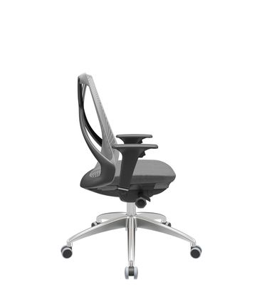 Cadeira Office Bix Tela Cinza Assento Poliéster Cinza Autocompensador Base Alumínio 95cm - 63992