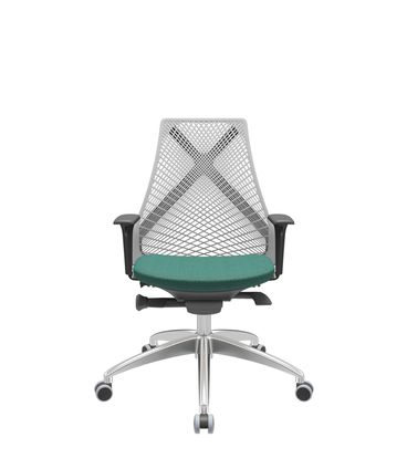 Cadeira Office Bix Tela Cinza Assento Poliéster Verde Autocompensador Base Alumínio 95cm - 63994