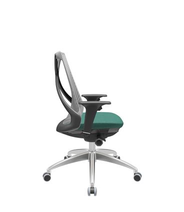 Cadeira Office Bix Tela Cinza Assento Poliéster Verde Autocompensador Base Alumínio 95cm - 63994