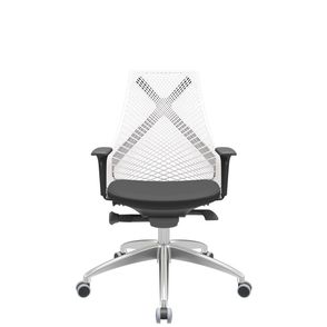 Cadeira Office Bix Tela Branca Assento Aero Preto Autocompensador Base Alumínio 95cm - 63999