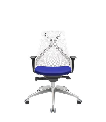Cadeira Office Bix Tela Branca Assento Aero Azul Autocompensador Base Alumínio 95cm - 64000