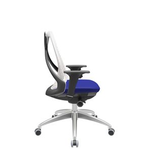 Cadeira Office Bix Tela Branca Assento Aero Azul Autocompensador Base Alumínio 95cm - 64000