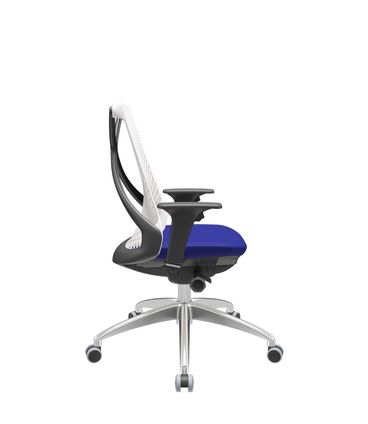 Cadeira Office Bix Tela Branca Assento Aero Azul Autocompensador Base Alumínio 95cm - 64000