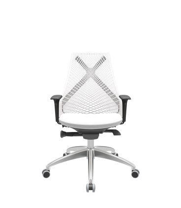 Cadeira Office Bix Tela Branca Assento Aero Branco Autocompensador Base Alumínio 95cm - 64002