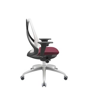 Cadeira Office Bix Tela Branca Assento Poliéster Vinho Autocompensador Base Alumínio 95cm - 64003