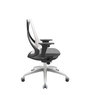 Cadeira Office Bix Tela Branca Assento Poliéster Cinza Autocompensador Base Alumínio 95cm - 64013
