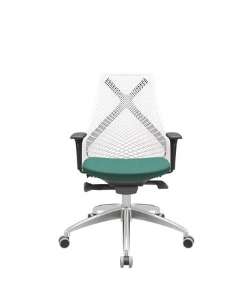 Cadeira Office Bix Tela Branca Assento Poliéster Verde Autocompensador Base Alumínio 95cm - 64014