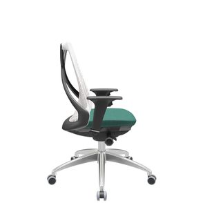 Cadeira Office Bix Tela Branca Assento Poliéster Verde Autocompensador Base Alumínio 95cm - 64014