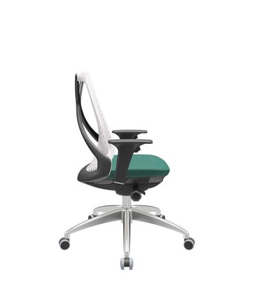 Cadeira Office Bix Tela Branca Assento Poliéster Verde Autocompensador Base Alumínio 95cm - 64014