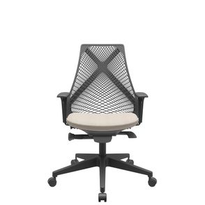 Cadeira Office Bix Tela Preta Assento Poliéster Fendi Autocompensador Base Piramidal 95cm - 64015