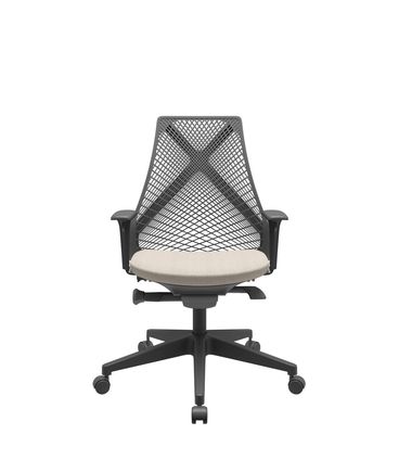 Cadeira Office Bix Tela Preta Assento Poliéster Fendi Autocompensador Base Piramidal 95cm - 64015