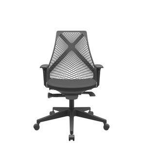 Cadeira Office Bix Tela Preta Assento Aero Preto Autocompensador Base Piramidal 95cm - 64016