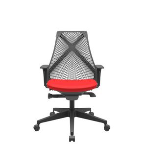 Cadeira Office Bix Tela Preta Assento Aero Vermelho Autocompensador Base Piramidal 95cm - 64018