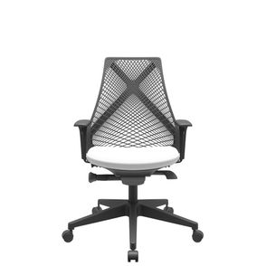 Cadeira Office Bix Tela Preta Assento Aero Branco Autocompensador Base Piramidal 95cm - 64019