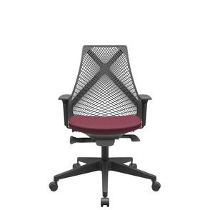 Cadeira Office Bix Tela Preta Assento Poliéster Vinho Autocompensador Base Piramidal 95cm - 64020