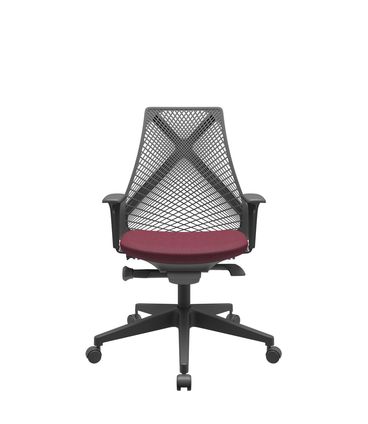 Cadeira Office Bix Tela Preta Assento Poliéster Vinho Autocompensador Base Piramidal 95cm - 64020